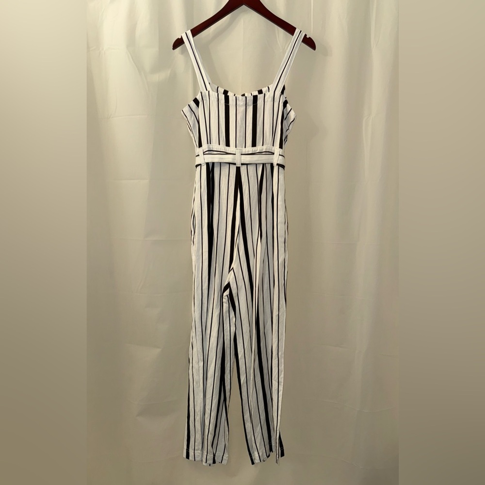 LOFT Striped Black and White Jumpsuit NWT Size 2 - Picture 7 of 7